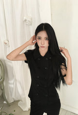 26SS★ [ EEUN MADE ] ロゼット ボタン トップス