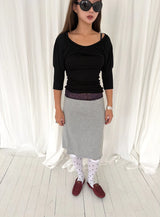 Shirring puff 3/4 sleeve T (2c)