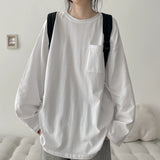 Pocket boxy-fit plain long-sleeve T-shirt (6 colors) H&L