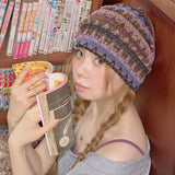 wave pattern beanie purple