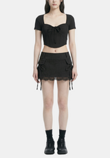 Elva Ribbon Lace Mini Skirt