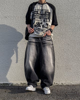 サンドウォッシングワイドバルーンデニムパンツ