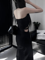 halter strap slit layered one piece (2color)
