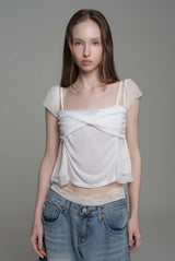 Pure bloom drape top, White