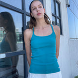 Slim Ribbed Tank Top_Teal Blue