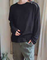 Roda Ribbed Diagonal Zipper Long Sleeve T-shirt