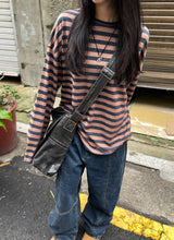 ストライプルースリネンTシャツ
