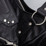 Studded Leather Shoulder Bag (Black)