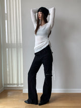 High-End Zipper Long Bootcut Pants