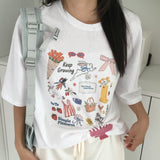 グローレタリングプリントオーバーサイズショートスリーブボクシーTシャツ 2 カラーズ