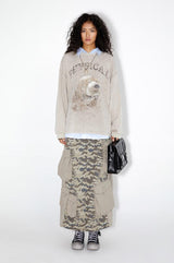Knitted camouflage patchwork straight silhouette workwear half skirt for summer