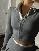 Two-Tone Cuff Knit Crop