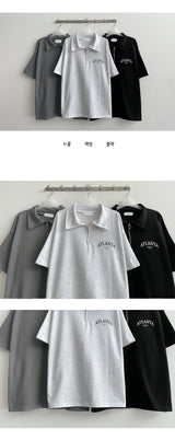 Mari Collar Semi-Zipup Short Sleeve T-shirt