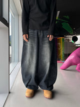 Stand Cat Balloon Denim Pants