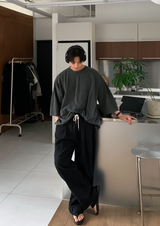 Cool Pin Tuck Linen Wide Pants