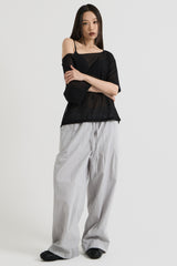 ニットワンショルダーTシャツ, Black