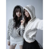 【MADE】winter frill hood zip-up, stripe