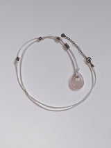 rose quarts vintage leather necklace