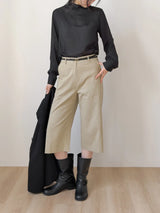 Cotton Semi-Wide Bermuda Pants