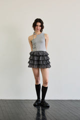 BEBE UNBALANCE SLEEVELESS TOP / GRAY