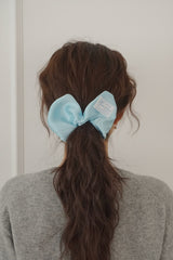 SATIN HEART SCRUNCHIE (ICE BLUE)