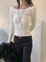 Luna Skin Off-Shoulder Cable Slim-Fit Knit