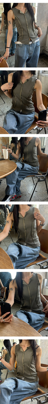 [S/S] Pigment cutting sleeveless top(3color)
