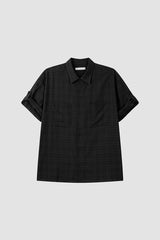 No.1325 wrinkle roll up check SHIRT (3color)