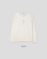 (UNISEX) Rivet Ribbed Long Sleeve