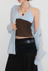 SHEER HOODED SHIRT