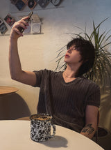 [1+1]Robert Velour V-neck short sleeve T-shirt
