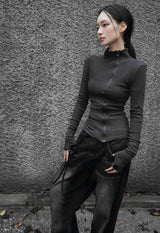26FW★ OFFSET RIB HIGH NECK ZIP-UP