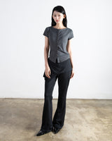 Open Boat Neck T-Shirt Melange Charcoal