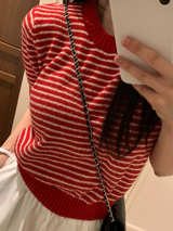 Slow Boucle Striped Short Sleeve Knit / 5 colors