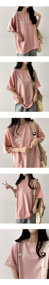 Rabbit embroidered short-sleeved T-shirt