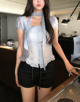 Delre Sheer Wrinkle Blouse