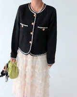Color-Blocked Chain Tweed Jacket
