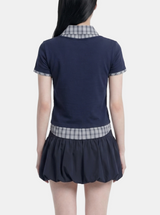 2in1 チェックレイヤードトップ