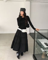 マロンレイヤードスタイルキャミソールセットロングスリーブTシャツ