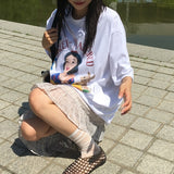 スノーホワイトプリンテッドオーバーサイズフィットショートスリーブTシャツ 1 カラー