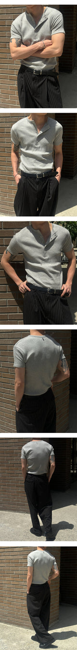 [S/S] High ribbed henry neck half knit(3color)