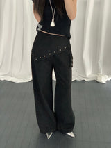 Nelson Studded Wide Straight Pants