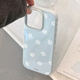 シフォンブルーホワイトサマーフラワーハード iPhone ケース