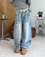 Lanes Damaged Wide Denim Pants
