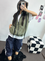 FLEECE LAYERED VEST ZIP UP💚💙🖤🧡4COLOR