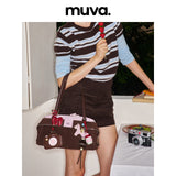 muva. Heart‑Sandwich Underarm Bag, Color‑Block Cowhide‑Velvet Large‑Capacity Elegant Shoulder Purse for Women’s Commute, New Arrival Jun 22