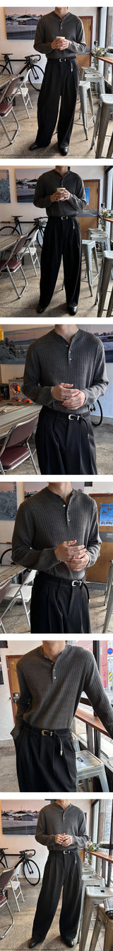 [MUSCLE FIT] Golgi muscle fit henry neck knit(4color)