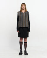 V neck knit Vest _ BROWN