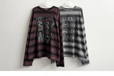 ENK ヒップストリート ダンガラ リブ ロングスリーブ Tシャツ