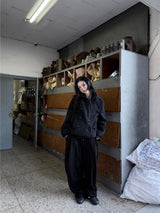 BLACK BUTTON SHORT COAT
